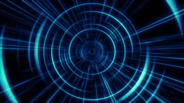 Abstracte Technologie Geometrische Tunnel Beweging Futuristische Digitale Blauwe Kleur Achtergrond — Stockvideo