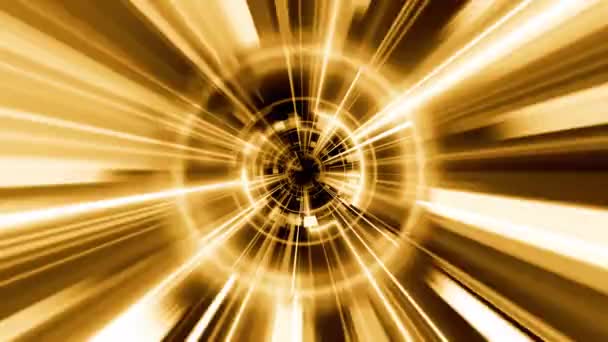 抽象技術幾何学トンネル移動 未来的なデジタルゴールドカラーの背景 — ストック動画