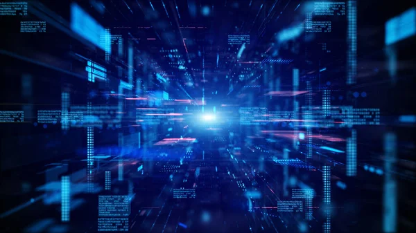 Mavi Dijital Siber Alan ve Dijital Veri Ağı Bağlantıları kavramı. Dijital veriyi yüksek hızlı internet, gelecekteki teknoloji dijital soyut arkaplan kavramını transfer et.