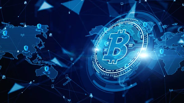 Bitcoin engelleme zinciri şifreleme dijital şifreleme, dijital para değişimi, Teknoloji ağı bağlantıları arka plan kavramı.