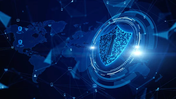 Shield Icon Cyber Security Digital Data Network Protection Tulevaisuuden Teknologia — kuvapankkivalokuva