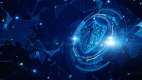 Shield Icon Cyber Security Schutz Digitaler Datennetzwerke Zukunftstechnologie Digitale Datennetzwerkverbindung — Stockfoto