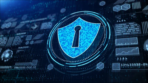 Shield Icon Cyber Security Informazioni Olografiche Sul Display Digitale Tech — Foto Stock