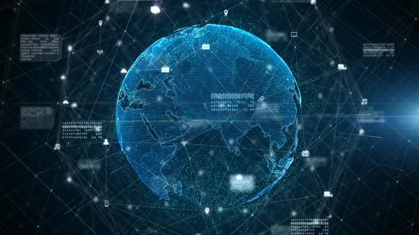 デジタルデータ接続 技術ネットワークとサイバーセキュリティの概念 デジタルサイバー空間の将来の背景概念 — ストック写真