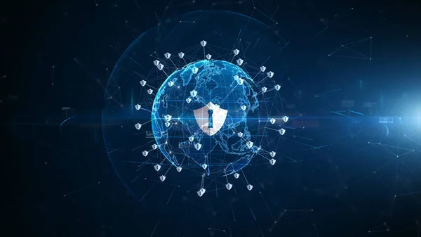 Skjold Ikon Cybersikkerhed Digital Beskyttelse Datanetværk Teknologi Digital Netværksdataforbindelse Digital - Stock-foto