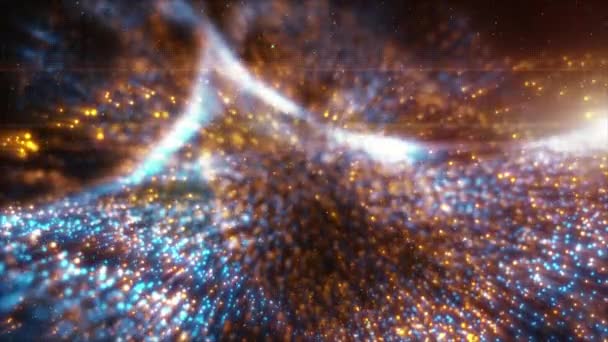 Abstrait Particules Numériques Onde Éclairage Arrière Plan — Video