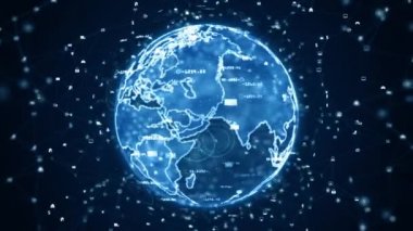 Teknoloji Ağı Veri Bağlantısı, Dijital Veri Ağı ve Siber Güvenlik Konsepti. Nasa tarafından döşenmiş Dünya elementi.
