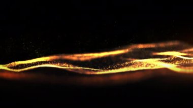 Dijital parçacıklar, Bokeh soyut hareket arkaplan kavramına sahip altın rengi dalgalandırır