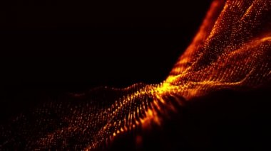 Dijital parçacıklar, Bokeh soyut hareket arkaplan kavramına sahip altın rengi dalgalandırır