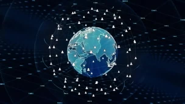 Технология Сетевого Обмена Данными Цифровая Сеть Передачи Данных Кибербезопасность Земной — стоковое видео