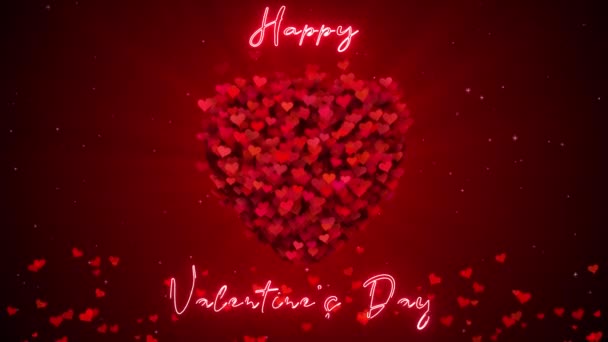 Rode Hart Vliegen Romantische Achtergrond Voor Bruiloft Aftelkalender Voor Valentijnsdag — Stockvideo