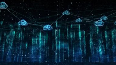 Dijital şehir, Dijital siber uzay, Dijital veri ağı bulut hesaplama bağlantıları konsepti