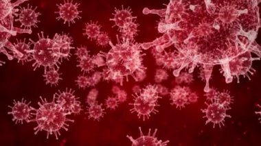 Asya gribi salgını ve koronavirüs gribi kavramının 3 boyutlu animasyon geçmişi. Coronavirus arkaplanının hareketi.