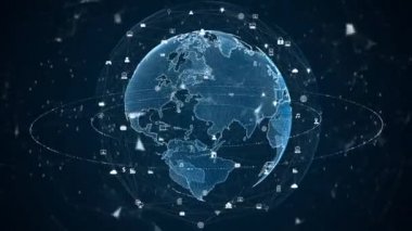 Teknoloji Ağı Veri Bağlantısı. Dijital Ağ ve Siber Güvenlik. Dijital verilerin 5G bağlantısı ve kavramsal geleceksel arkaplan 
