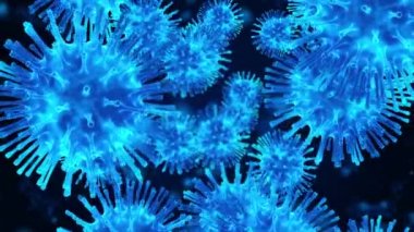 3D render Coronavirus (COVID-19), grip virüsü veya mikroorganizma. Bakteri enfeksiyonunun hızlı çoğalması. animasyon arkaplanı.