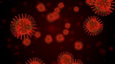 3D render Coronavirus (COVID-19), grip virüsü veya mikroorganizma. Bakteri enfeksiyonunun hızlı çoğalması. animasyon arkaplanı.