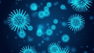 3D render Coronavirus (COVID-19), grip virüsü veya mikroorganizma. Bakteri enfeksiyonunun hızlı çoğalması. animasyon arkaplanı.