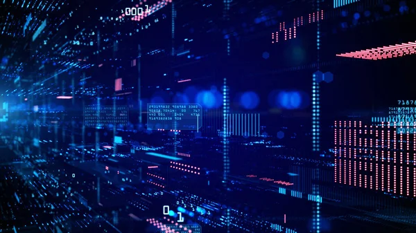 Dijital siber uzay ve veri ağı bağlantıları. Dijital veriyi yüksek hızlı internete aktar. Gelecekteki arkaplan kavramında teknolojik dijital veri.