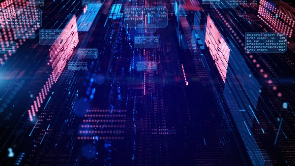 Digitala Cyberrymden Och Dataanslutningar Överföra Digitala Data Höghastighetsinternet Digital Teknik — Stockfoto