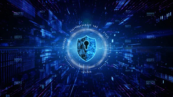 Hud Ícone Escudo Cibersegurança Proteção Rede Dados Digitais Análise Dados — Fotografia de Stock
