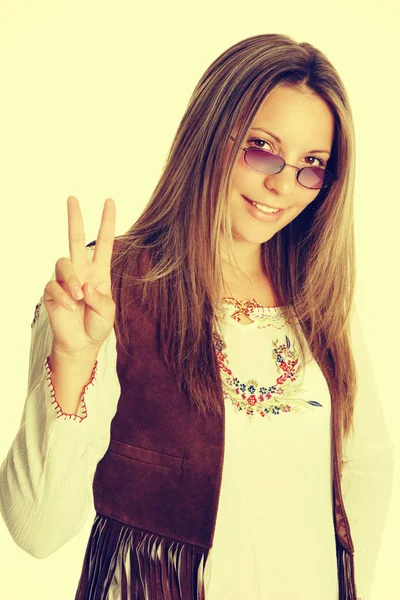 Lachende hippie meisje — Stockfoto