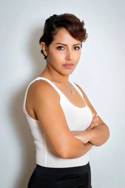 Serious Arms Folded Woman — Stock Photo, Image