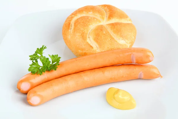 Vienna sausage with roll — Stock Photo, Image