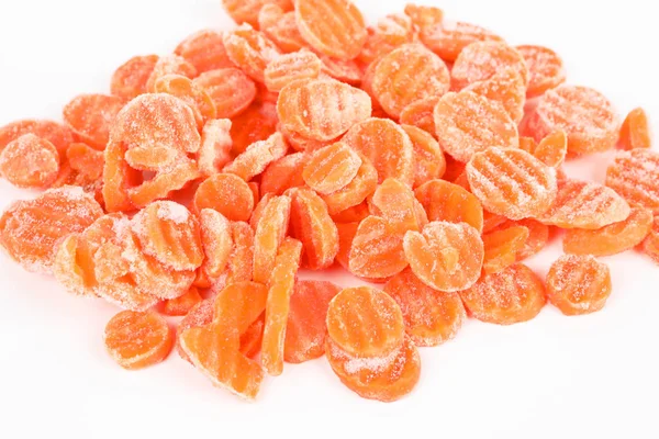 Muchas rodajas de zanahorias congeladas — Foto de Stock