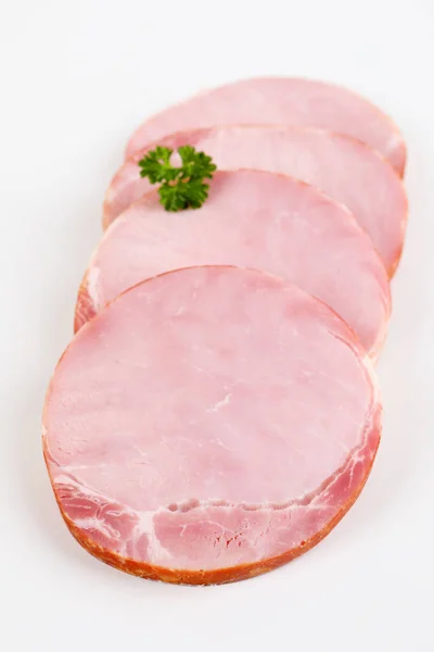 Côtelette de porc fumé avec fond blanc — Photo