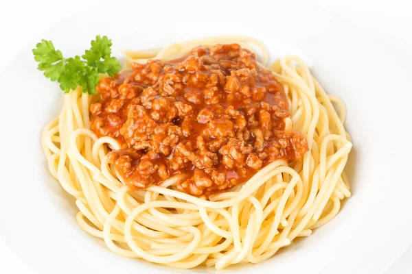 Pasta with ground meat sauce — Stock Photo, Image