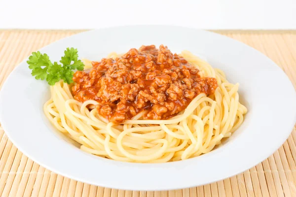 Pasta con salsa de carne molida — Foto de Stock