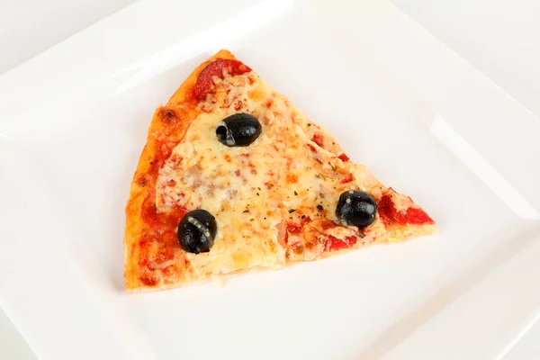 Piece of pizza with olives — Stock Photo, Image