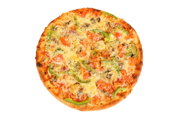 Pizza met paprika en champignons — Stockfoto