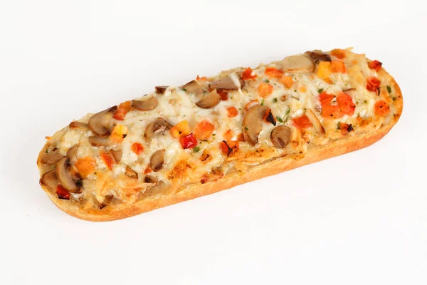 Bagietka Pizza z pieczarkami — Zdjęcie stockowe