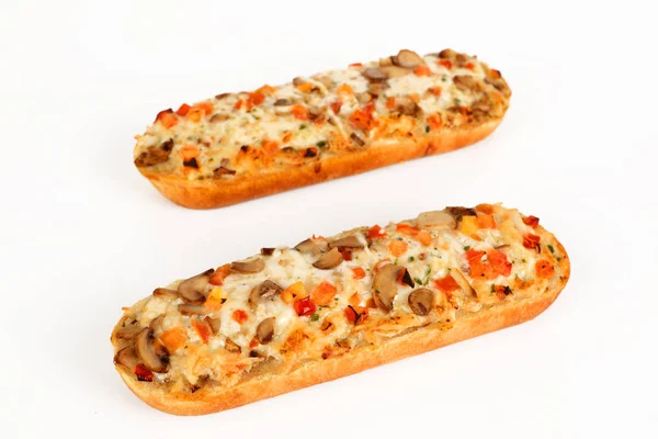 Pizza baguette with mushrooms — Stock Photo, Image