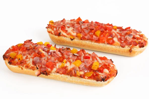 Pizza baguette with ham — Stock Photo, Image