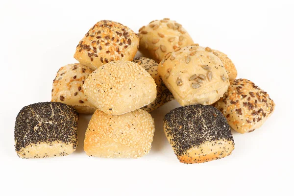 Mini broodjes met witte achtergrond — Stockfoto
