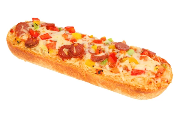 Pizza baguette with salami — Stock Photo, Image