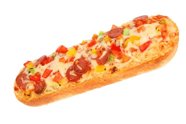 Pizza baguette with salami — Stock Photo, Image