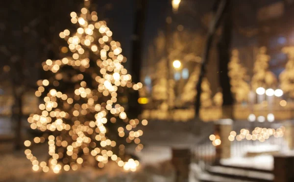 Christmas tree with lights glowing