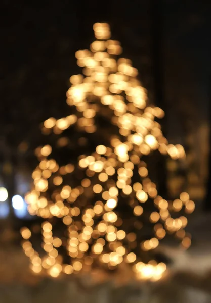 Різдвяна ялинка зі світлом, що світиться — стокове фото