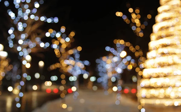 Fondo de decoración de Navidad con luces brillantes —  Fotos de Stock