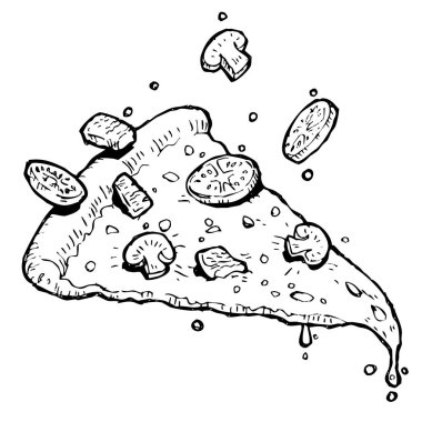 Yarım yamalak dilim pizza siyah beyaz