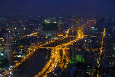 Vietnam, Ho Chi Minh - 12 Aralık 2017 - görünüm Ho Chi Minh city gece üstten.