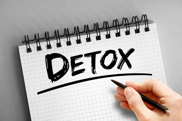 Nota Texto Detox Concepto Salud Bloc Notas — Foto de Stock