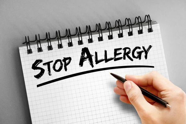 Nota Texto Detener Alergia Concepto Salud Bloc Notas — Foto de Stock