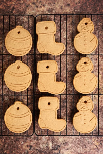 Top view christmas cookies on rack — Stockfoto
