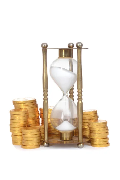 Time is money concept with hourglass — Stock Photo, Image