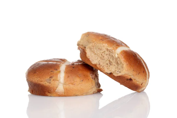 Dwa hot cross buns — Zdjęcie stockowe