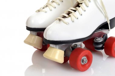 closeup women white quad roller skates clipart